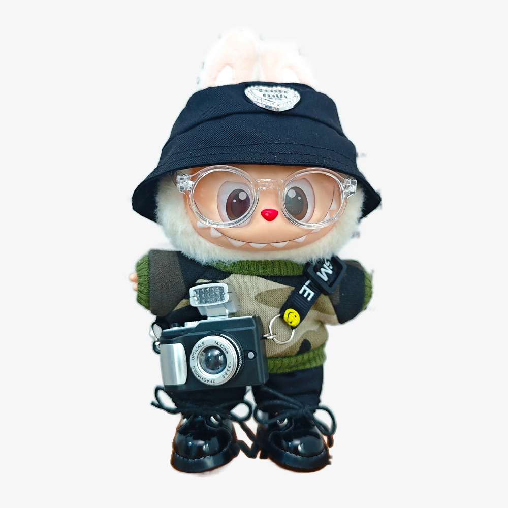 Shop LABUBU Urban Explorer Photographer Style clothes — handmade, stylish outfits inspired by streetwear and adventure for collectible toy fans.