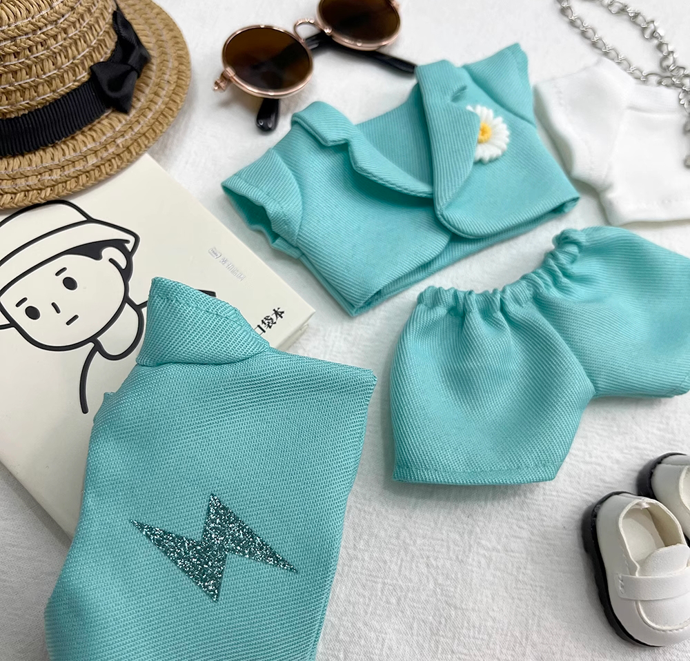 Labubu wearing a handmade G-Dragon inspired outfit – bold K-pop streetwear style with detailed accessories. Custom styles for Exciting Macaron, Big into Energy, and Have a Sit. Blue Mint Outfit. Outfit parts.