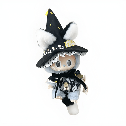 Elegant Black Magical Fox with wizard features, exuding mystery and magical allure. Custom styles for Exciting Macaron, Big into Energy, and Have a Sit.