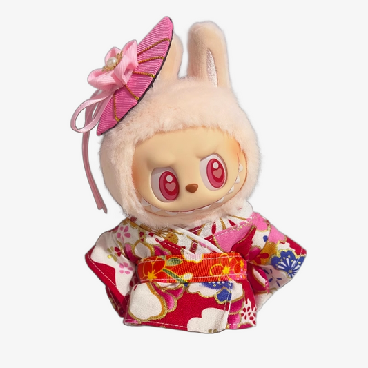 Shop the handcrafted LABUBU Japanese Red Kimono — elegant, detailed, and perfect for collectors who love unique designer toy fashion. Custom styles for Exciting Macaron, Big into Energy, and Have a Sit.