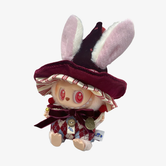 Adorable Red Magical Bunny with wizard features, radiating charm and playful magic. Custom styles for Exciting Macaron, Big into Energy, and Have a Sit.